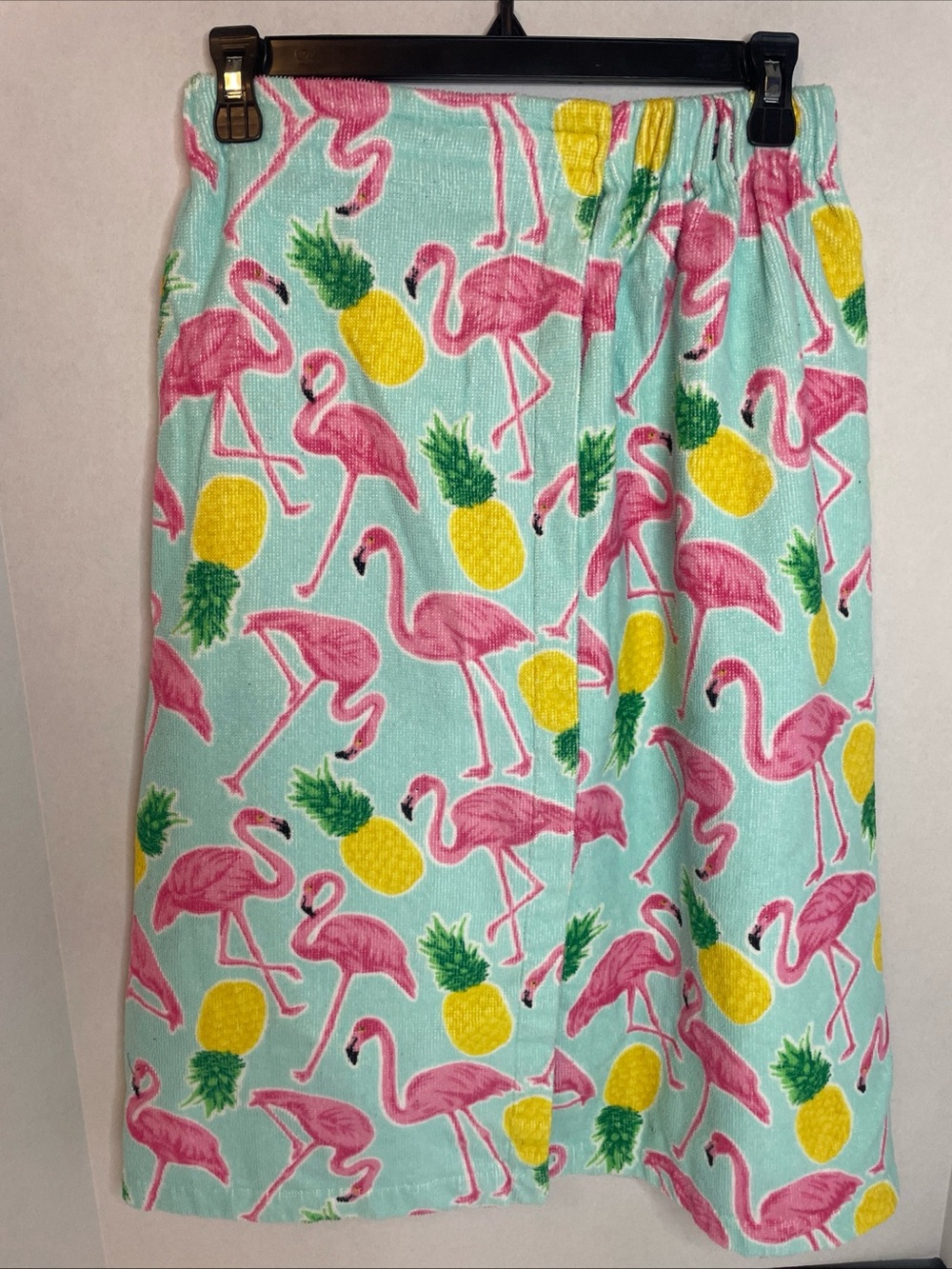 Simple By Design Terry Cloth Wrap Around Towel Flamingo Tropical Print Elastic